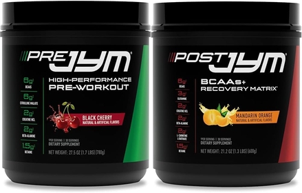 PRE JYM 30 Servings - Black Cherry & Post JYM Active Matrix - Post-Workout with BCAA's