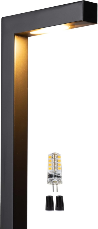 Landscape Path Lights Brass, 12V Low Voltage Pathway Lights Wired, Outdoor Garden Lights LED Waterproof, L Shape Black for Yard Walkway Driveway with 3W 270LM 2700K G4 Bulb