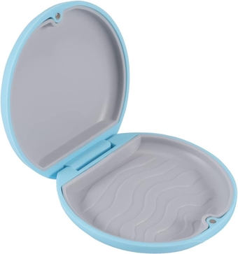 Retainer Container Case Partial Denture Case Retainer Box with Magnetic Closure, Mouthguard Case Denture Case Night Guard Case Slim for Household|Travel|Office - Blue