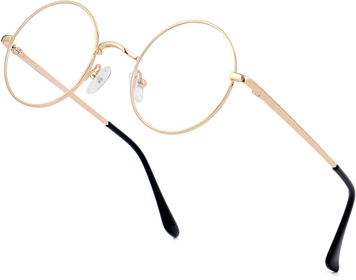 Round Blue Light Blocking Glasses for Women Men Circle Clear Lens Metal Frame Eyeglasses Non Prescription