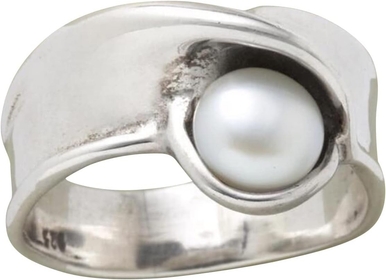 Women's Engagement Wedding Band Ring for Men Heart Rings Anxiety Relief Rings Plain Hammered Spinners Band Rings Pearl- Trendy Cocktail Aesthetic Stacking Girl Jewelry (Silver, 9)