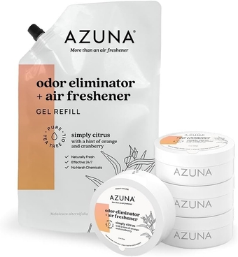 All-Natural Odor Remover Gel, Whole-Home Kit | Air Purifier with Tea Tree Oil | Plant-Based & Long Lasting | For Pet Odors, Smoke & Strong Odors | Simply Citrus