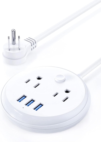 Cruise Essentials Power Strip with USB by , No Surge Protection - Small Nightstand Power Station, 2 Outlets 3 USB Flat Plug for Cruise Ship, Travel, Home, Dorm Room, Desk Accessories