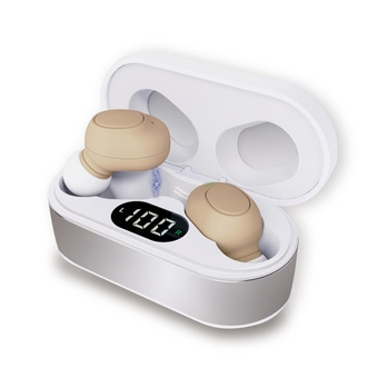 Hearing Aids with Bluetooth Tech. Rechargeable for Seniors - Mild-to-Severe Hearing Loss, Digital Hearing Amplifier with Noise Cancelling, white+beige