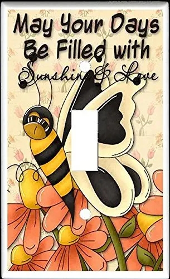 BUTTER BEES Design #4 Single Toggle Switch Electrical Wall Plate