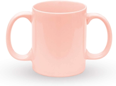 Ceramic Dual Handle Mug for Secure Hold | BPA-FREE Double Handled Ceramic Mugs to Aid Tremors | 11.83 US Fl. Oz. (350 Ml) - Peach Color