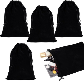 5pcs 9.6x13.7 Inch Velvet Drawstring Bags Large Gift Bags Black Jewelry Packing Pouches for Hair Dryer Hotel Storage Bag Gym Bags Drawstring Cloth Packing Bag for Christmas Thanksgiving