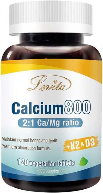 Calcium 800 mg, Complete Bone Formula. Calcium Citrate with Vitamin D3 & K2, Magnesium, Zinc, Copper, Manganese, Vegan Calcium Supplement for Bone Health, 120 Tablets