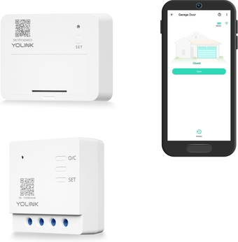 Garage Door Controller and Wireless Sensor - Remote Control Existing Garage Door Opener, 1/4 Mile World's Longest Range Garage Door Control Kit Compatible with Alexa IFTTT,  Hub Required