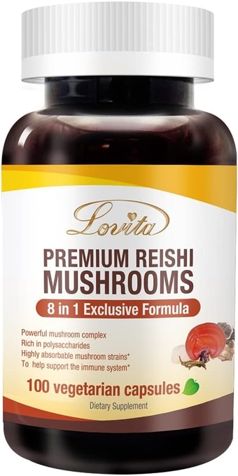 Mushroom Supplement, 8 in 1 Mushroom Complex, Lion’s Mane, Cordyceps CS-4, Reishi Spores, Turkey Tail, Maitake, for Natural Energy, Memory Support & Immune Support. 100 Vegan Capsules