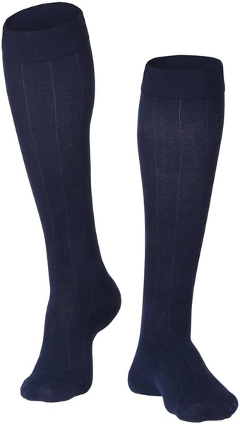 Men's Dress Socks, Graduated Compression, Business Casual Wear, Knee High, Muscle Support Recovery, Navy, X-Large (15-20 mmHg)