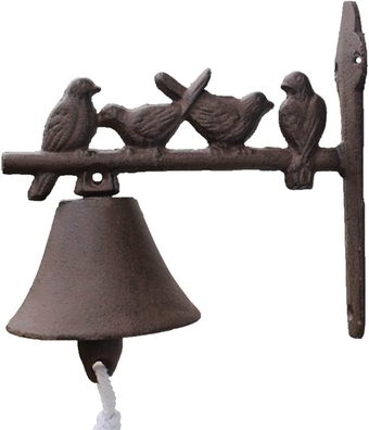 Manually Shaking Doorbell Vintage Doorbell Cast Iron Garden Heavy Decorative Four Birds Door Decoration Bell Hanging Wall Ornaments Garden Home Wall Decoration Retro Doorbell Wireless, 19cm