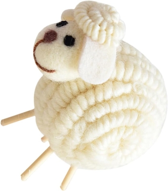 Christmas Desktop Adornment Christmas Desk Decorations Sheep Ornament Hand Made Felt Sheep Felt Animal Ornaments Water Table Toys Wooden Toys White Wind Chime Bamboo Lamb