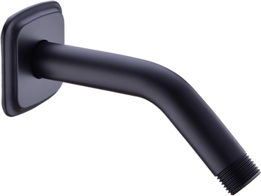 6-Inch Angled Shower Arm with Flange, Solid Stainless Steel, Wall Mounted Replacement Extension Tube for Fixed Shower Head, Matte Black
