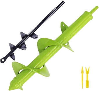2 Pack 1.6"x9" & 3”x12" Auger Drill Bit Garden Plant Flower Bulb Auger Rapid Planter Bulb & Bedding Plant Auger for Most 3/8" Hex Drive Drill Earth Auger Drill Fence Post Umbrella Hole Digger
