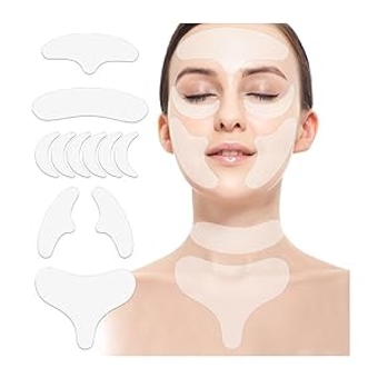 11 pieces of wrinkle patches for face overnight Reusable Silicone Forehead, Neck, & Chest Wrinkle Patches + Facial Pads for anti aging Overnight Results & All-Day Relief from Wrinkles.