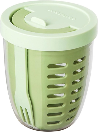 Oat Containers, PP Fruit Lunch Box, Leakproof Food Storage Oat Container, Double-Layer Fruit Box, Oatmeal Storage Jar, Fruit Cup Containers, Oatmeal Storage Cup for Snacks Refrigerator Salad Fruits