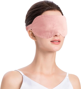 YMBOL 100% Pure Linen leep Eye Mask Blindfold for leep Travel oft Lightweight Eye Blinder et of 3,Peach Pink