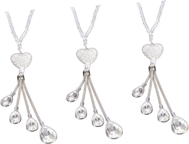 Car Crystal Hanging Accessories 3pcs Crystal Pendants Rhinestone Jewelry Rear View Mirror Hanging Accessories Rhinestone Heart Ornaments Pendant Beads White Car