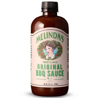Melinda’s Sweet & Mild Habanero BBQ Sauce – Mild Habanero Hot Sauce w/ No High Fructose Corn Syrup - Gluten-Free Glazing, Basting, & Grilling Sauces w/ Cane Sugar, Orange Juice & Habanero Peppers – 16 Oz