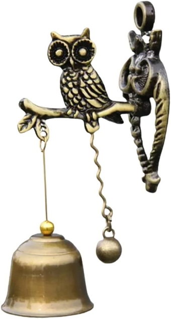 Chimes Owl Doorbell, Animal Metal Doorbell, Home Metal Wall Decoration Doorbell Hanging Decoration, Used for Hanging Decoration of Entrances, Homes, Shops, and Windows