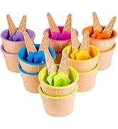 Ice Cream Cups with Spoons / Large Plastic Dish with Spoon / Dessert Sundae Frozen Yogurt Bowls I...