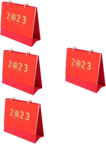 4pcs Monthly Flip Calendar Desk Calendar 2023 Home Accessory Year of Rabbit Desk Calendar Small Desktop Calendar 2023 Office Gift Desk Calendar Decor Ornaments Turn The Page Paper