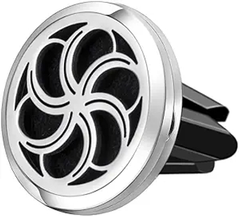 Wild Essentials Swirl Essential Oil Car Vent Diffuser, Stainless Steel Locket Pendant With 8 Color Refill Pads, Customizable Color Changing Air Freshener for Aromatherapy