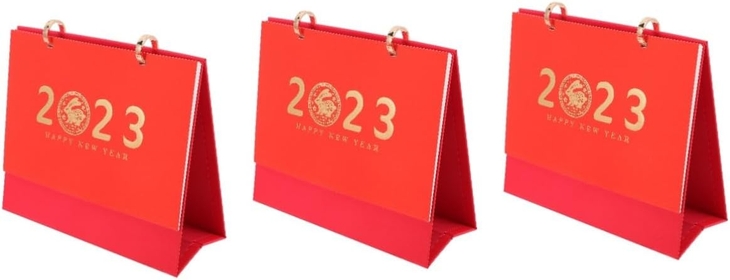 3pcs To Do List Pad Calendar Monthly Flip Calendar Year of Rabbit Desk Calendar Table Calendar 2023 Desktop Paper Calendar Chinese Decor Schedule Organizer Office Coil Metal Iron