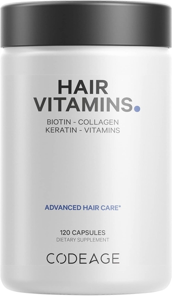 Hair Vitamins 10000 mcg Biotin, Keratin, Collagen, Vitamin A, B12, C, D3, E, Zinc, Inositol - Hair Care Support for Strength, Thickness Growth - Healthy Hair Supplement Pills - 120 Capsules