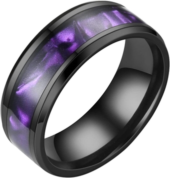 Women Bridal or Promise Rings - Wedding Rings- Men Stainless Steel Anxiety Ring for Women Men Size 6 13 Width 8MM 6 Color Exquisite Ring Valentine X-mas Stacking Girl Fingering (Purple, 10)