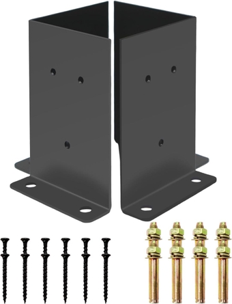 4x4 Post Base, (Inner Size 3.6x3.6) Post Anchors, 13GA Thick Solid Steel & Black Powder Coated,Deck Post Brackets Support Deck Base Plate Pergola Brackets Fence Kit Mailbox Mount