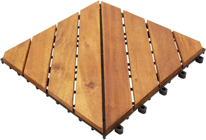30 pcs Acacia Hardwood Decking Tiles 11.8"x11.8" Solid Wood Interlocking Flooring Tiles, Floor Tile for Both Indoor & Outdoor Use, Patio Garden, Waterproof All Weather, Pattern C - Brown