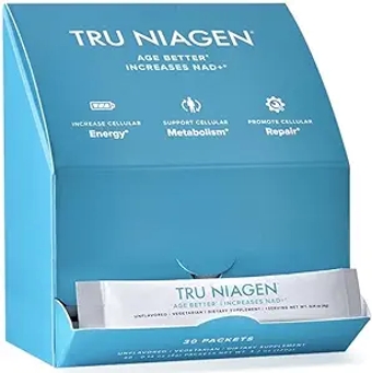 Multi Award Winning Patented NAD+ Boosting Supplement Nicotinamide Riboside Powder NR for On-The-Go. Cellular Energy, Repair, Healthy Aging - 30ct/300mg - Good Source of Fiber