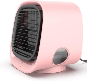 Personal Air Conditioner Fan, Portable Air Cooler, Desktop Cooling Fan 3 Wind Speeds and 7 Colors LED Light for Home, Office,Pink