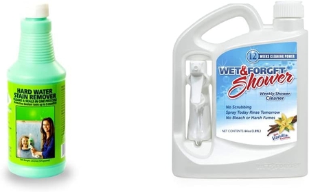 Bioclean Hard Water Stain Remover 20.3 oz and Wet & Forget Shower Cleaner Weekly Application Requires No Scrubbing, Bleach-Free Formula, 64 Ounce (Pack of 1)