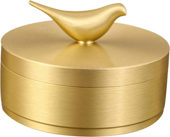 Storage Box with Lid Metal Trinket Tray Tabletop Ash Tray Metal Jewelry Sealed Container Patio Ashtrays Portable Ash Tray Desktop Ashtrays Household Office Copper Bowl Brass