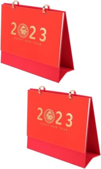 2pcs Decorative 2023 Calendar Small Desk Calendar 2022-2023 Calendar 2023 Desk Month Calendar Tabletop Decor Metal Coil Design Desktop Calendar Paper Schedule Office Household