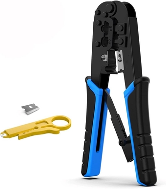Crimper RJ11 RJ45 Crimping Tool Ethernet Network LAN Cable Crimper Cutter Stripper Plier (Color : Black, Size : See figure)