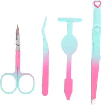 1 Set Beauty Tools Eyelash Curler Curler False Eyelash Eyeliner Assistant (Blue-Pink Gradient) Double-end Eyebrow Tweezers Fake Eyelashes Eyebrow Clip Miss Metal