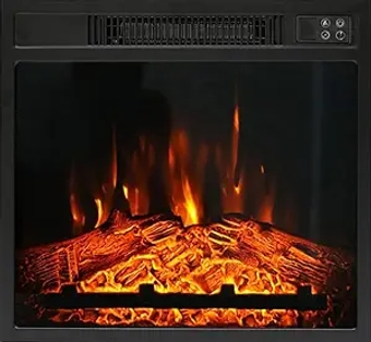 18" Electric Fireplace Insert 18" Electric Fireplace Modern TV Stand with Fireplace, Wood Entertainment Center with Storage, Wide Farmhouse Media Console Cabinet (Black, Single Fireplace)