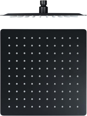 Rain Shower Head Matte Black, 304 Stainless Steel Ultra Thin High Pressure Shower Head, Adjustable Angle, Waterfall showerhead, Easy to Clean,Square 16inch