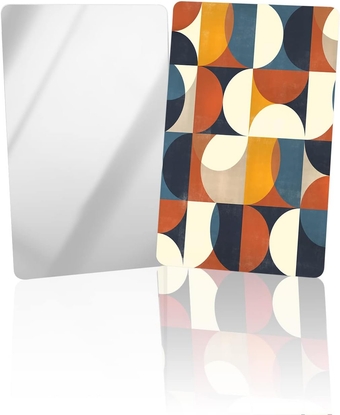 Coloured Geometric Compact Mirror Bulk 2 Pack Card Mirror, Middle Century Retro Northern Europe Small Compact Mirror for Purse, Rectangular Handheld Pocket Makeup Mirror