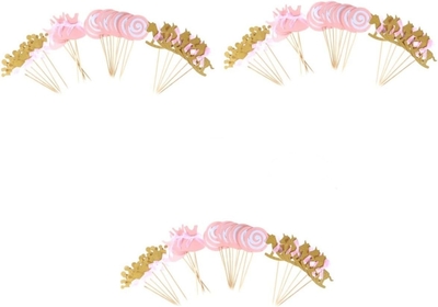 81 Pcs Cupcake Toppers Skirt Cake Insert Topper Cake Picks Appetizer Toothpick Cardstock Topper Little Girl Mini Cup Cake Paper Cup Princess Wooden Birthday Cake Baby Card Case