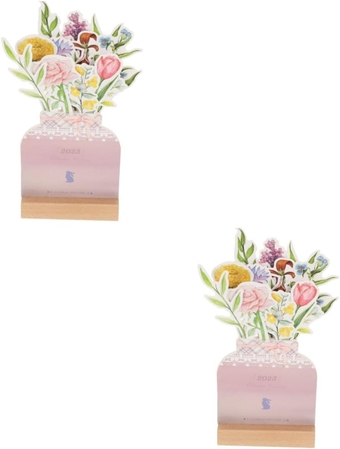 2 Sets 2023 Desk Calendar 2023 Spiral Calendar 2023 Lunar Calendar Small Desk Chinese Calendar 2023 Calendar Desktop Decor Decorative Table Calendar Student Easel Wooden Vertical