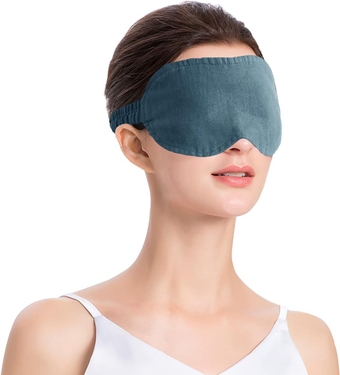 YMBOL 100% Pure Linen leep Eye Mask Blindfold for leep Travel oft Lightweight Eye Blinder et of 3,Vintage Blue