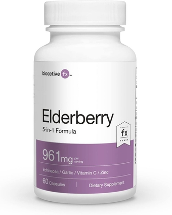 Elderberry 5-in-1 Formula - 60 Capsules - 30 Day Supply - Elderberry, Echinacea, Garlic, Vitamin C, and Zinc - Formulated with a Powerful Blend of Ingredients to Support The Immune System in Adults.