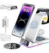 Wireless Charging Station, 3 in 1 Wireless Charger [With Alarm/Clock/Night Light]15W Wireless Cha...
