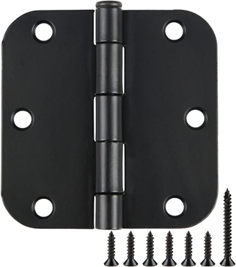 18 Pack Matte Black Door Hinges 3.5 x 3.5 Inch Interior 3 1/2 Inch Door Hinges for Doors Rounded 5/8" Radius Corners Flat Iron Hinge 3 ½"x 3 ½" Door Hardware Controls