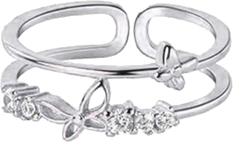 2023 New to My Daughter Butterfly Ring Butterfly Rhinestone Ring Minimalist Anxiety Ring Gift for Her Back to School Gift Wave Ring Size 7 (Silver, One Size)
